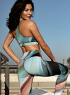 Waves of Blue Watercolor Activewear Sports Bra