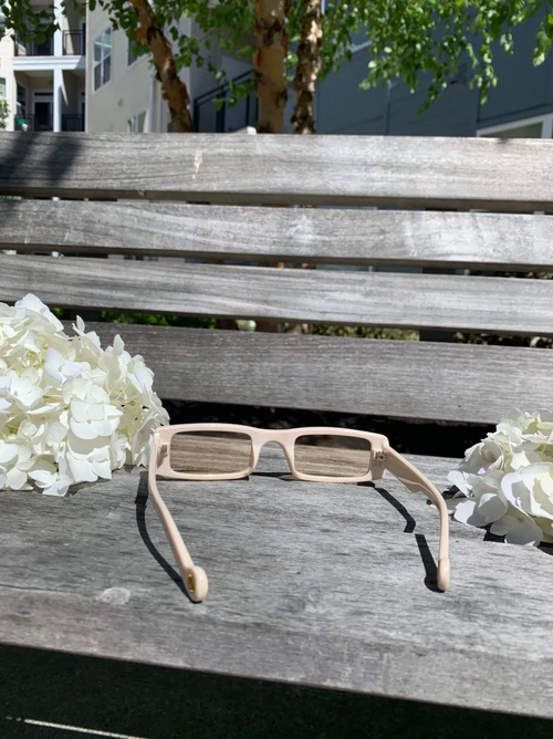 Ivory Rectangle Frame Sunglasses