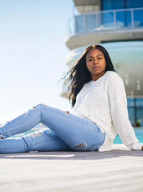 White Off the Shoulder Sweater