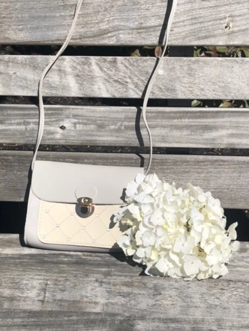 White Heart Embroidered Crossbody Bag